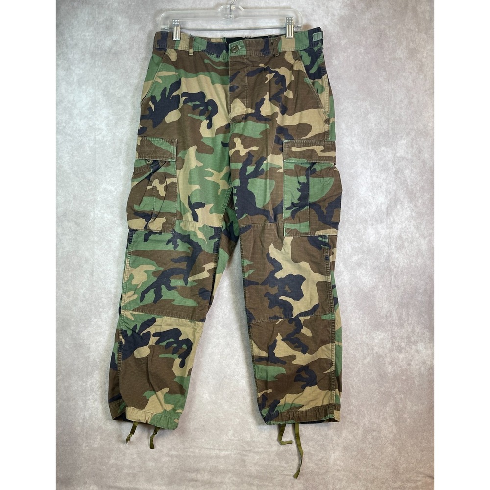 VINTAGE US Military Pants Mens 32x28 Woodland Camouflage Ripstop Utility Y2K USA